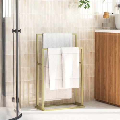 Свободностояща поставка за кърпи златиста 48x24x78,5 см желязо