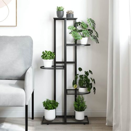 5-етажна поставка за цветя, 43x22x98 см, черен, метал
