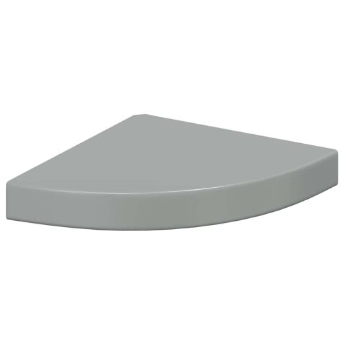 Окачени ъглови рафтове, 4 бр, сив гланц, 25x25x3,8 см, МДФ