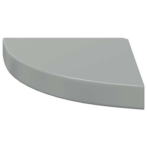 Окачени ъглови рафтове, 4 бр, сив гланц, 25x25x3,8 см, МДФ
