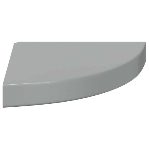 Окачени ъглови рафтове, 4 бр, сив гланц, 25x25x3,8 см, МДФ