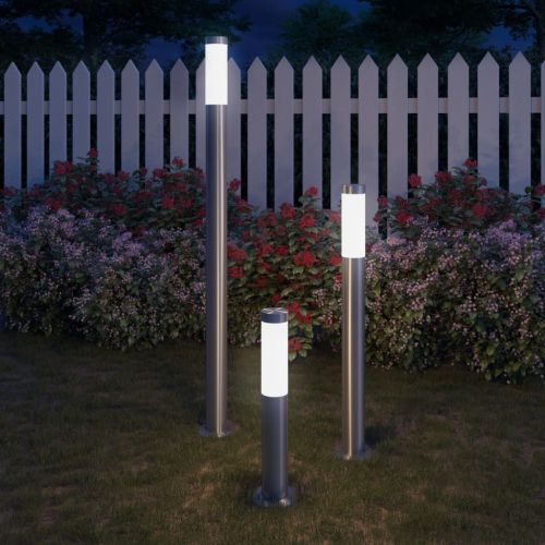 Комплект 3 градински лампи от неръждаема стомана, вертикални, E27 230V