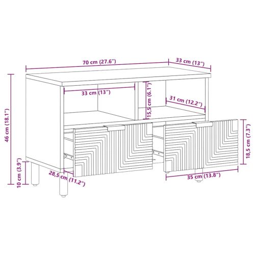 TV шкаф кафяв 70x33x46 cm масивна дървесина манго