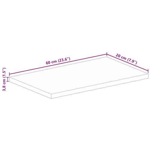 Плот за маса 60x20x3,8 см, правоъгълен, масивна дървесина, необработено манго