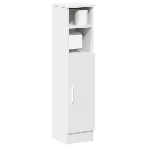 Шкаф за баня с поставка за ролки, бял, 20,5x22x90 см