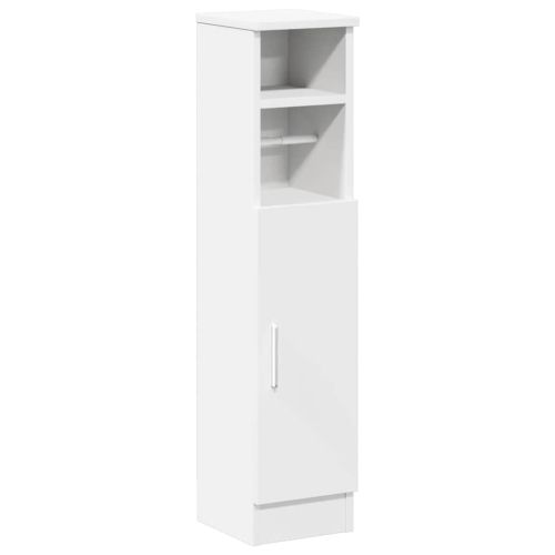 Шкаф за баня с поставка за ролки, бял, 20,5x22x90 см