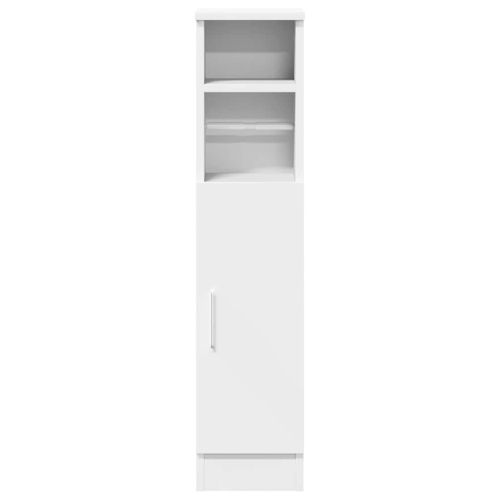 Шкаф за баня с поставка за ролки, бял, 20,5x22x90 см
