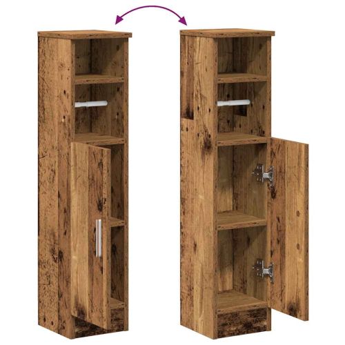 Шкаф за баня с поставка за ролкови ролки, старо дърво, 20,5x22x90 см