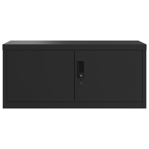 Шкаф за папки черен 90x40x145 см стомана