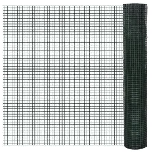 Кокошкарска мрежа, поцинкована с PVC покритие, 10x1 м, зелена