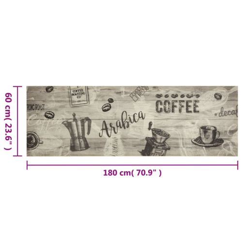 Кухненско килимче, миещо, Coffee, сиво, 60x180 см, кадифе