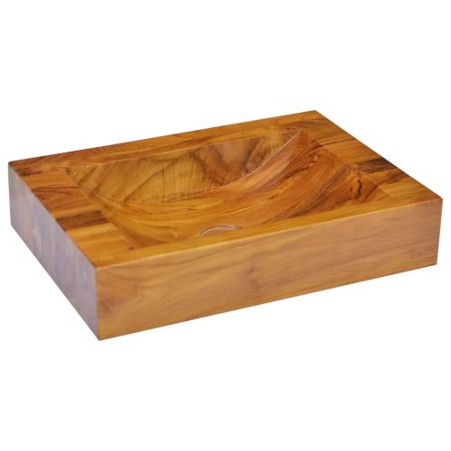 vidaXLL Мивка, тиково дърво масив, 50x35x10 см
