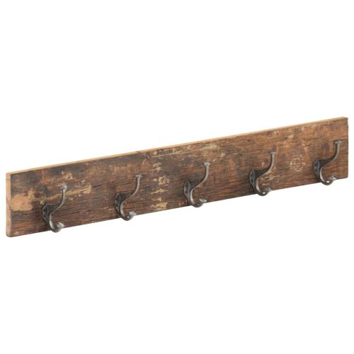 Закачалка с 5 куки, 100x2,5x15 см, регенерирано дърво масив
