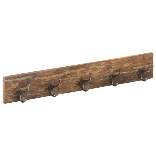 Закачалка с 5 куки, 100x2,5x15 см, регенерирано дърво масив