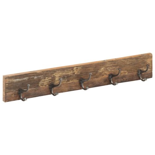 Закачалка с 5 куки, 100x2,5x15 см, регенерирано дърво масив