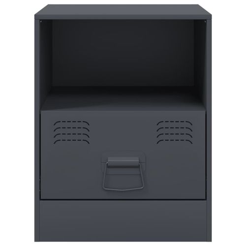Нощни шкафчета, 2 бр, антрацит, 34,5x39х44 см, стомана