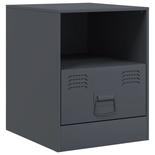 Нощни шкафчета, 2 бр, антрацит, 34,5x39х44 см, стомана
