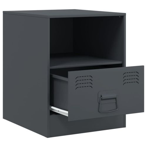 Нощни шкафчета, 2 бр, антрацит, 34,5x39х44 см, стомана