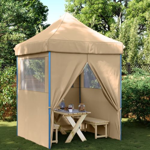 Сгъваема парти шатра pop-up с 4 странични стени бежова