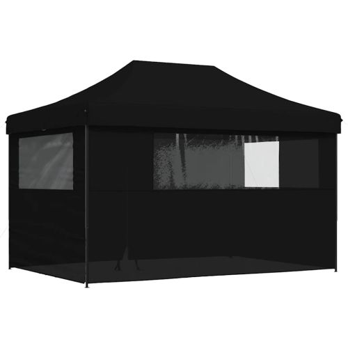 Сгъваема парти шатра pop-up с 4 странични стени черна