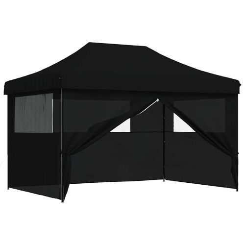 Сгъваема парти шатра pop-up с 4 странични стени черна