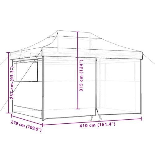 Сгъваема парти шатра pop-up с 4 странични стени черна