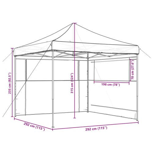Сгъваема парти шатра pop-up с 2 странични стени кафява