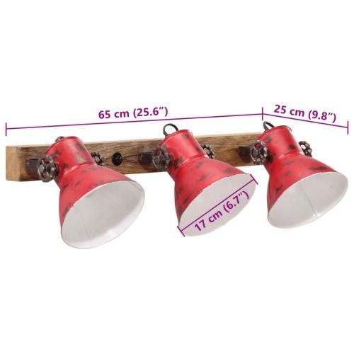 Стенна лампа 25 W състарено червено 65x25 см E27