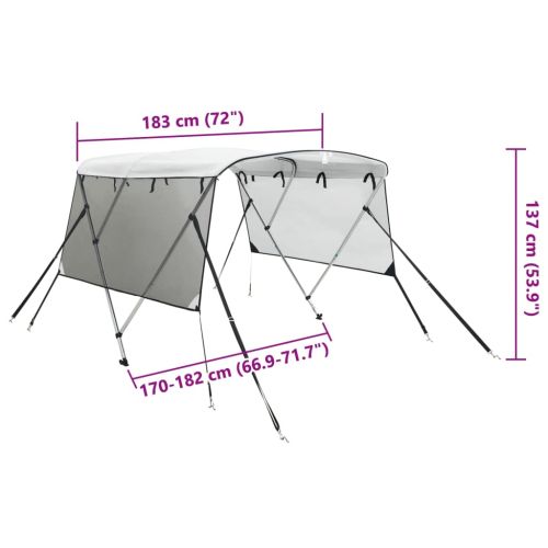 Тента за лодка с 3 дъги мрежести страници 183x(170-182)x137 см