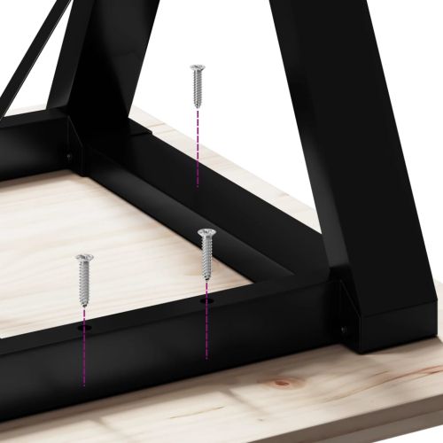 Трапезна маса Y-образна рамка 50x50x75,5 см бор масив и стомана