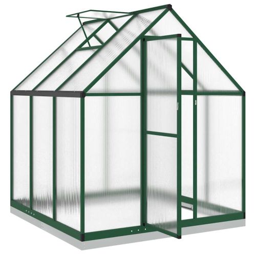 Оранжерия с основа рамка зелен 169x169x202 см алуминий