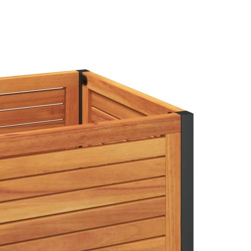 Градинска кашпа с рафт 45x45x80 см масивна акация и стомана