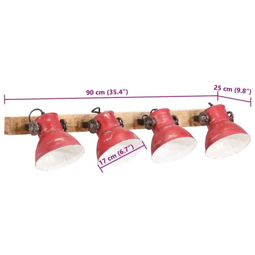 Стенна лампа 25 W състарено червено 90x25 см E27