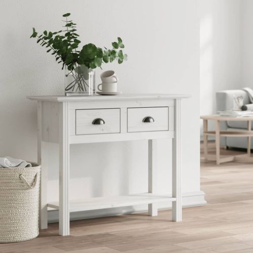 Конзолна маса BODO бяла 91x35x74 см бор масив