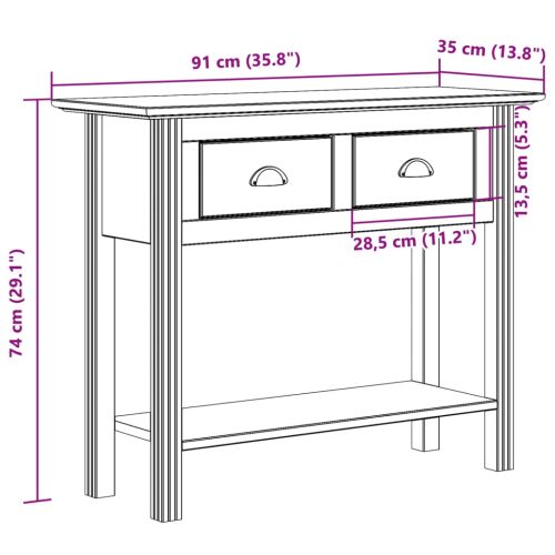 Конзолна маса BODO бяла 91x35x74 см бор масив