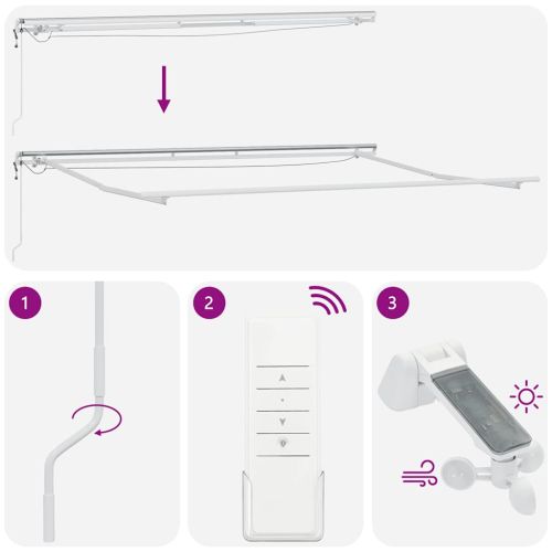 Автоматично прибираща се тента с LED, бордо, 450x300 см