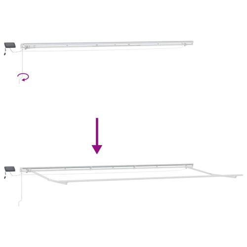 Ръчно прибираща се тента с LED, кафяв, 600x300 см
