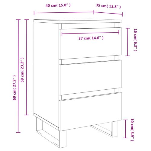 Нощни шкафчета 2 бр опушен дъб 40x35x69 см инженерно дърво