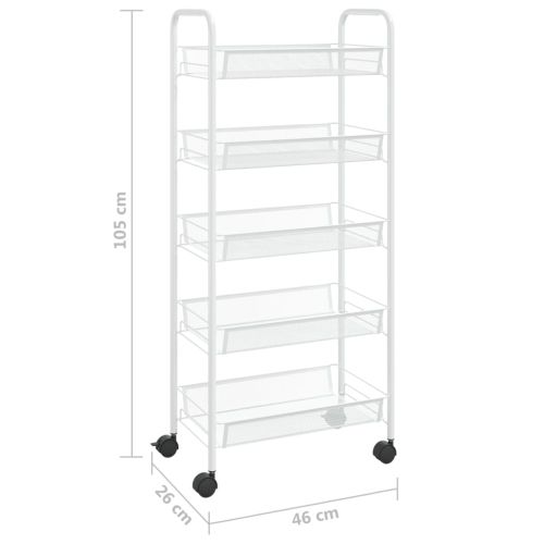 Кухненска количка на 5 нива, черна, 46x26x105 см, желязо