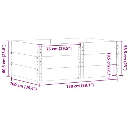 Палетни страници черно 3 бр 150x100 см, борова дървесина масив