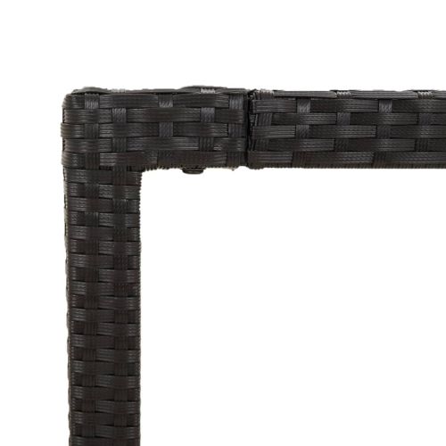 Градинска маса със стъклен плот черен 150x90x75 см полиратан