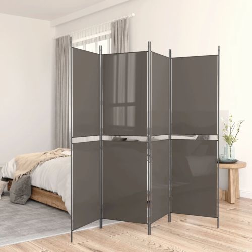 Параван за стая, 5 панела, антрацит, 250x220 cм, текстил