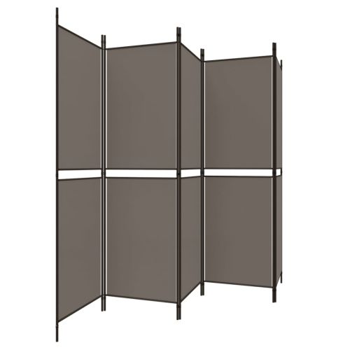 Параван за стая, 5 панела, антрацит, 250x220 cм, текстил