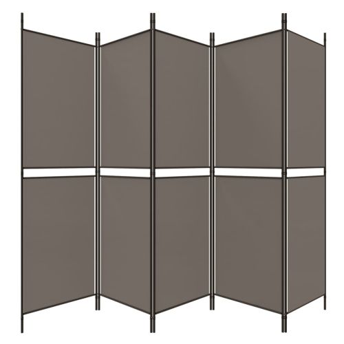 Параван за стая, 5 панела, антрацит, 250x220 cм, текстил