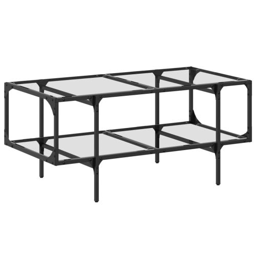 Маса за кафе с прозрачен стъклен плот 98,5x50x45 см стомана