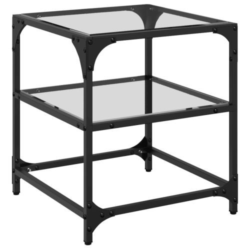 Маса за кафе с прозрачен стъклен плот 40x40x45 см стомана