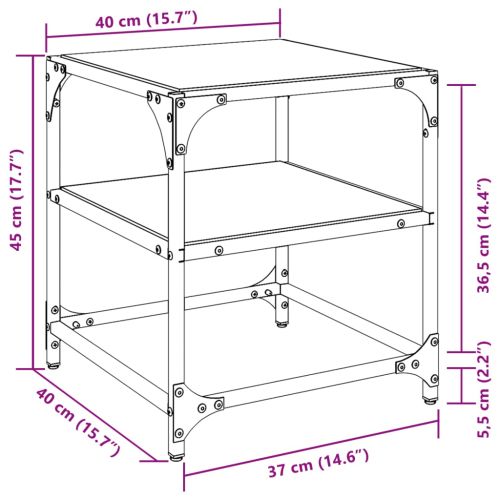 Маса за кафе с прозрачен стъклен плот 40x40x45 см стомана