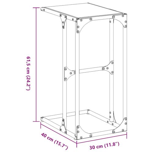 Помощна маса с черно стъкло 40x30x61,5 см стомана