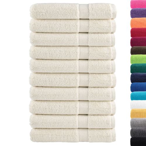 Премиум кърпи за сауна SOLUND 10 бр кремави 80x200 см 600 gsm
