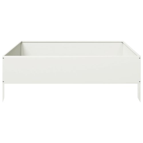 Градинско повдигнато легло, бяло, 100x100x33,5 см, стомана